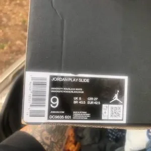 Jordan | Shoes | Red Black And White Labeling Jordan Slides  display picture 1
